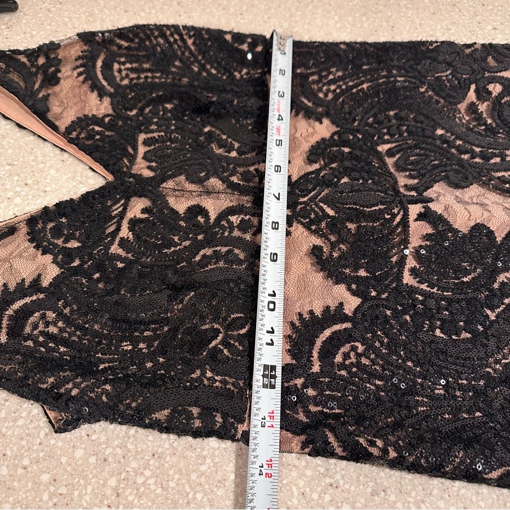 Altar’d State Black Lace Kayann Mini Dress V-Neck Sequin Nude Lining Size Small - Picture 10 of 16